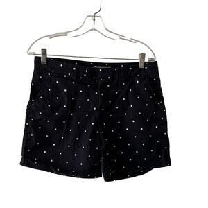 H&M LOGG Navy Blue & White Polka Dot Shorts Woman Size 10 Cuffs Pockets